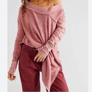 Free People To The Right Off The Shoulder Long Sleeve Top Size Medium Women